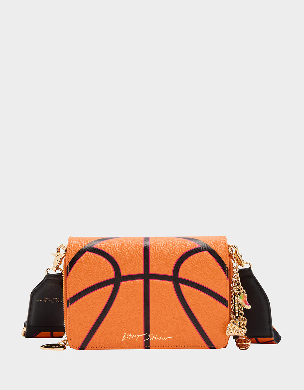 Betsey Johnson Premium | GAME TIME WALLET ON CHAIN ORANGE Women's Basketball Wallet on Chain With Charms