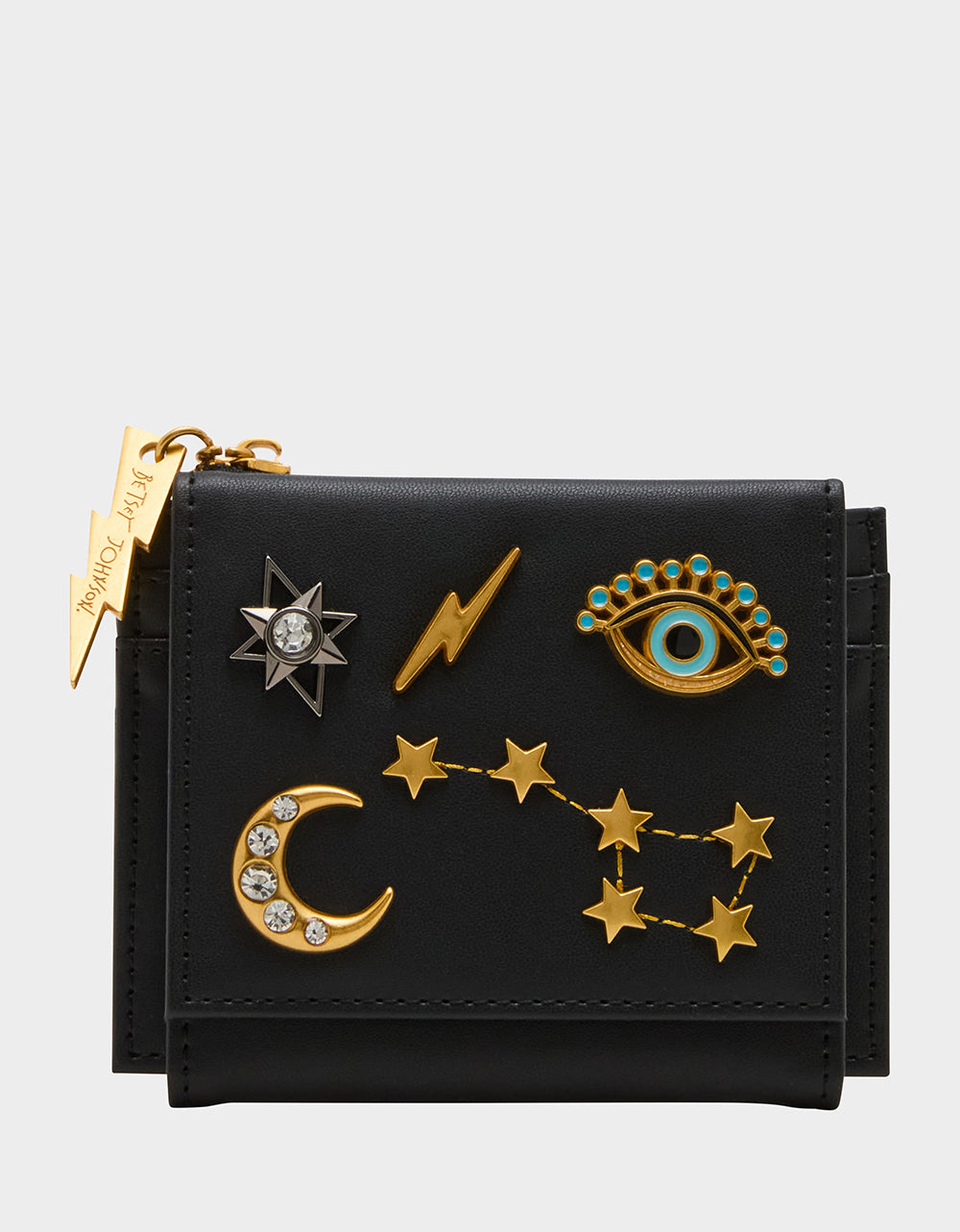 Betsey Johnson Best Price | CELESTIAL BIFOLD WALLET BLACK Women's Moon Star Black Wallet