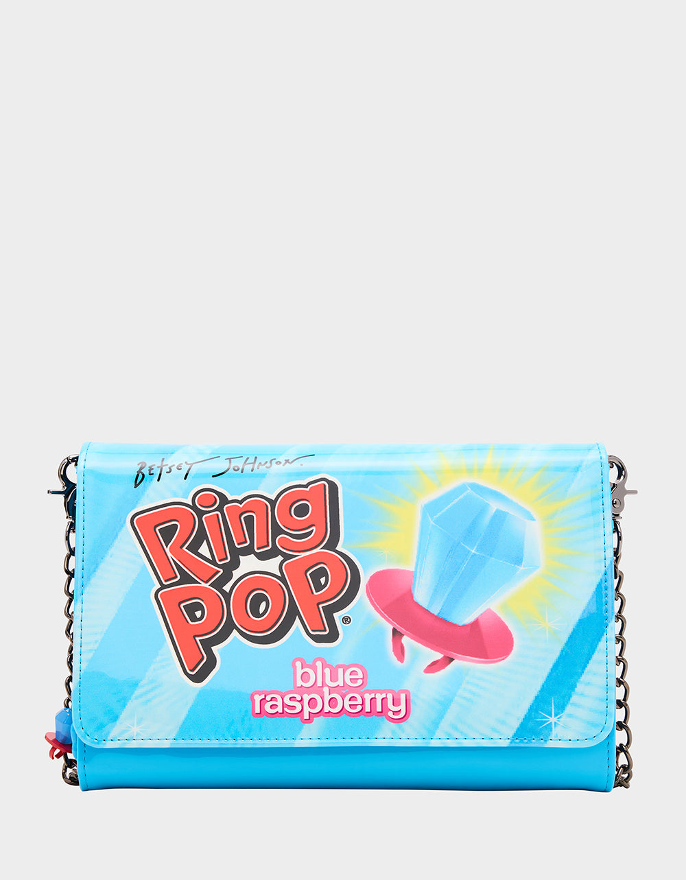 Betsey Johnson Customer Favorite | RING POP PATENT WALLET ON CHAIN BLUE Women's Ring Pop Halloween Wallet