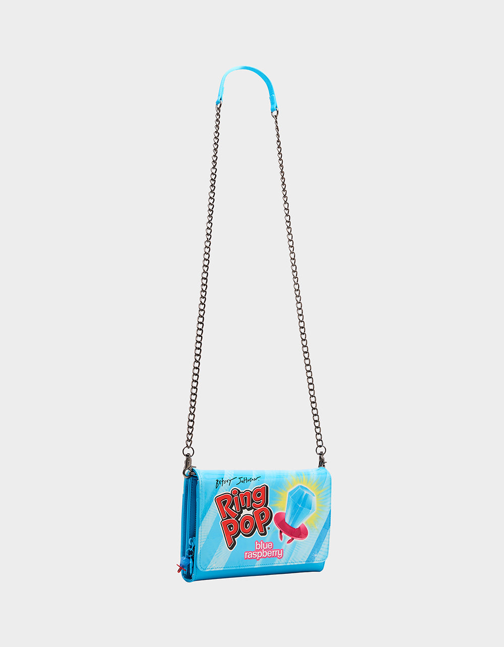 Betsey Johnson Customer Favorite | RING POP PATENT WALLET ON CHAIN BLUE Women's Ring Pop Halloween Wallet