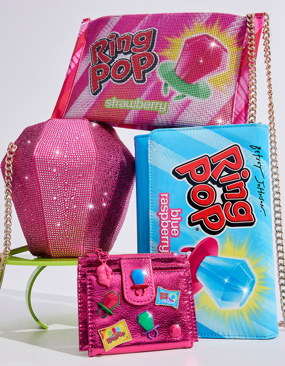 Betsey Johnson Customer Favorite | RING POP PATENT WALLET ON CHAIN BLUE Women's Ring Pop Halloween Wallet