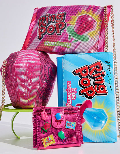 Betsey Johnson Customer Favorite | RING POP PATENT WALLET ON CHAIN BLUE Women's Ring Pop Halloween Wallet