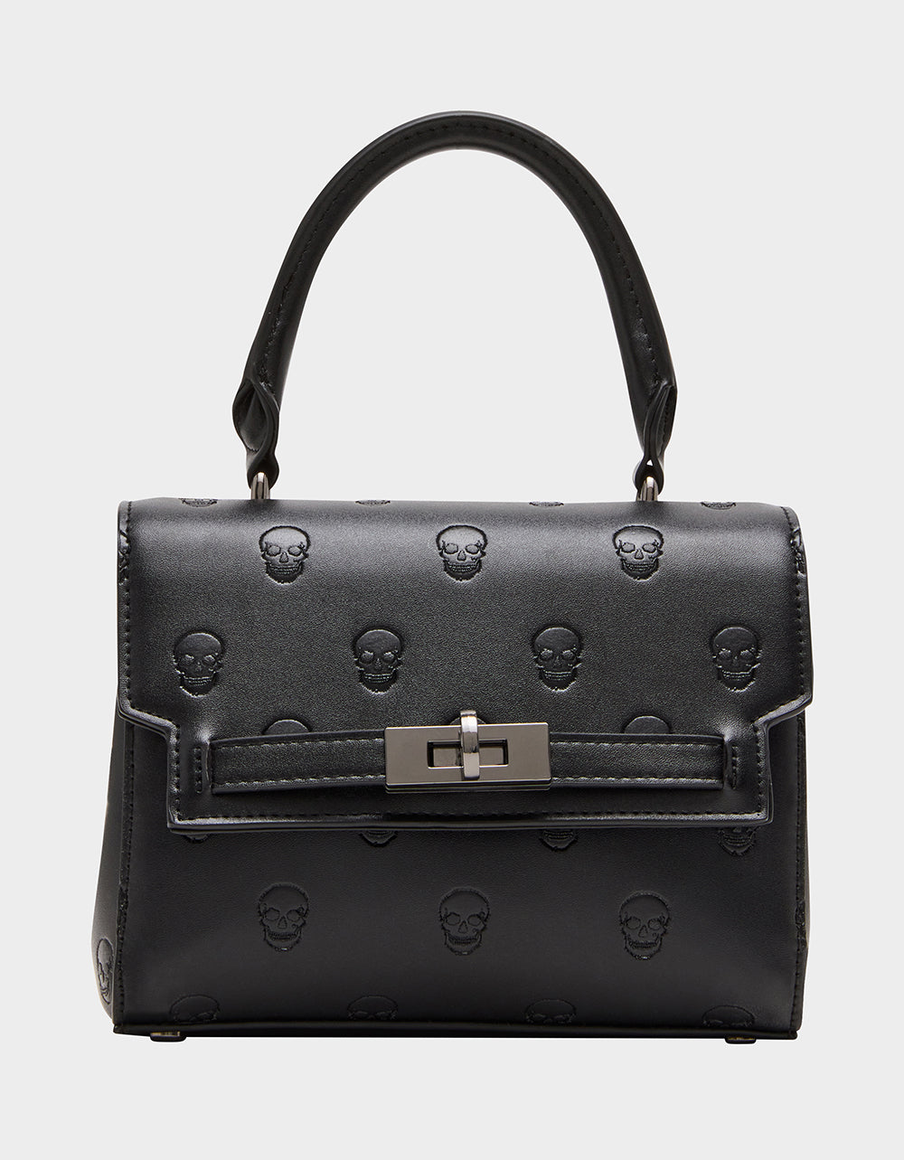 Betsey Johnson Best Seller | SKULLICIOUS TOP HANDLE BLACK Women's Black Skull Top Handle Handbag with Crossbody Strap