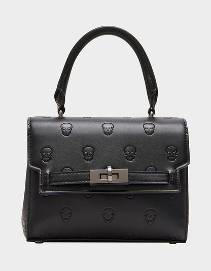 Betsey Johnson Best Seller | SKULLICIOUS TOP HANDLE BLACK Women's Black Skull Top Handle Handbag with Crossbody Strap