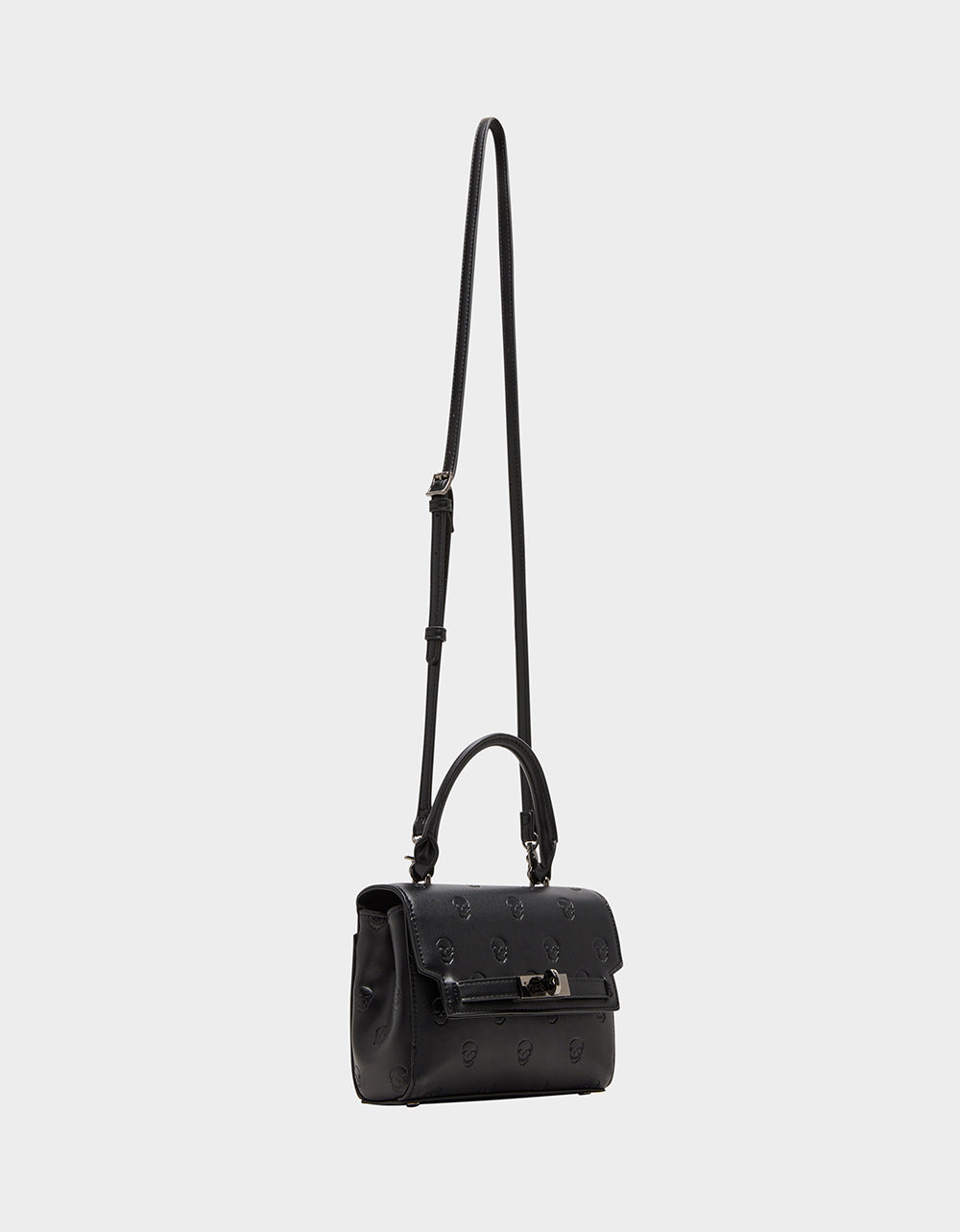 Betsey Johnson Best Seller | SKULLICIOUS TOP HANDLE BLACK Women's Black Skull Top Handle Handbag with Crossbody Strap