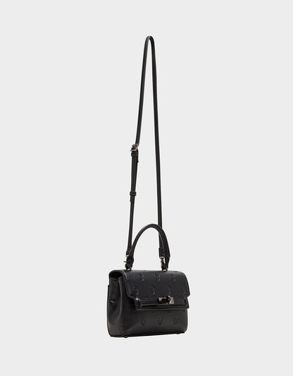 Betsey Johnson Best Seller | SKULLICIOUS TOP HANDLE BLACK Women's Black Skull Top Handle Handbag with Crossbody Strap