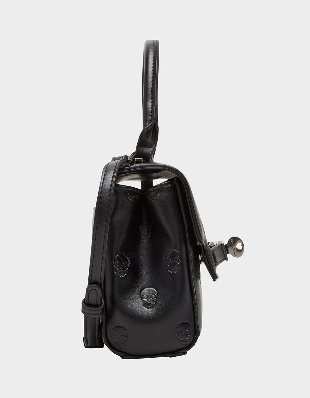 Betsey Johnson Best Seller | SKULLICIOUS TOP HANDLE BLACK Women's Black Skull Top Handle Handbag with Crossbody Strap