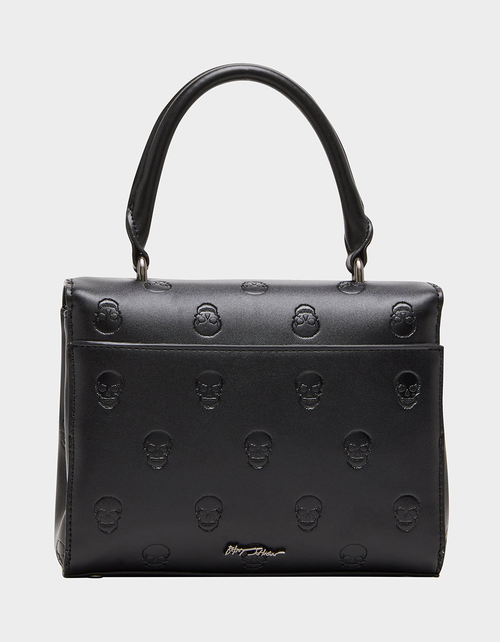 Betsey Johnson Best Seller | SKULLICIOUS TOP HANDLE BLACK Women's Black Skull Top Handle Handbag with Crossbody Strap