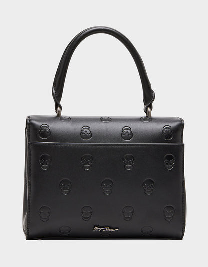 Betsey Johnson Best Seller | SKULLICIOUS TOP HANDLE BLACK Women's Black Skull Top Handle Handbag with Crossbody Strap