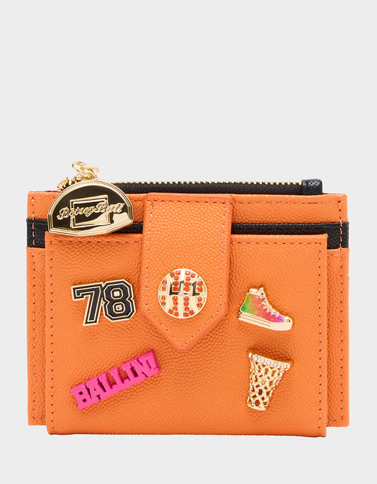Betsey Johnson Special Offer | DONT BLOCK ME BIFOLD WALLET ORANGE Women's Basketball Bifold Wallet