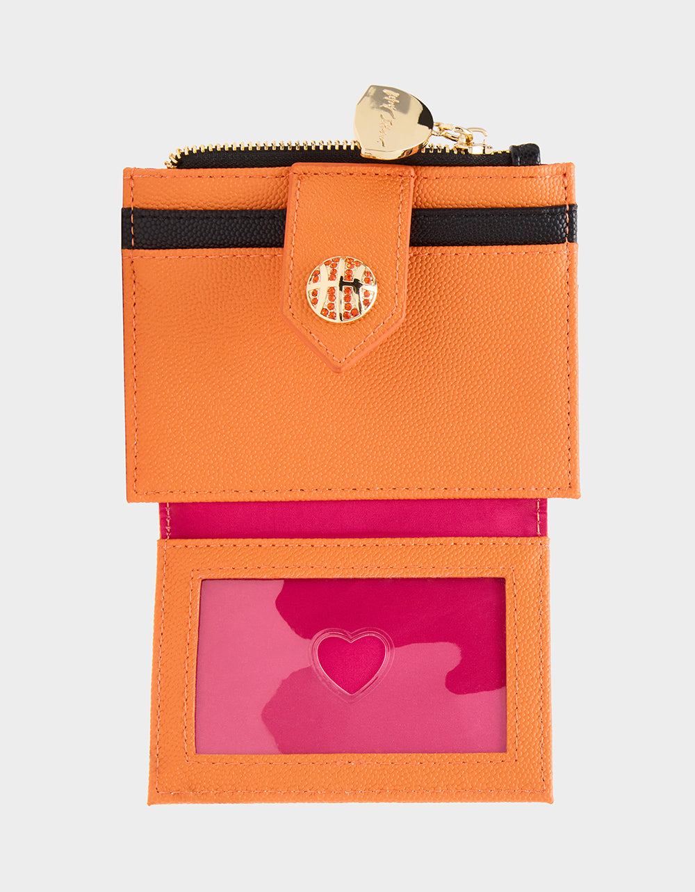 Betsey Johnson Special Offer | DONT BLOCK ME BIFOLD WALLET ORANGE Women's Basketball Bifold Wallet