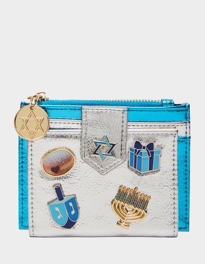 Betsey Johnson Best Price | MAZEL TOV WALLET BLUE/MULTI Women's Hanukkah Holiday Wallet