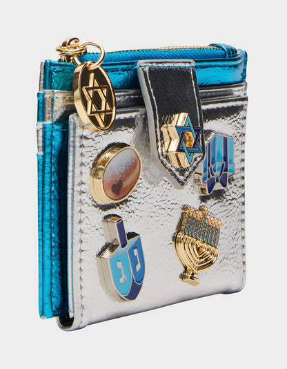 Betsey Johnson Best Price | MAZEL TOV WALLET BLUE/MULTI Women's Hanukkah Holiday Wallet