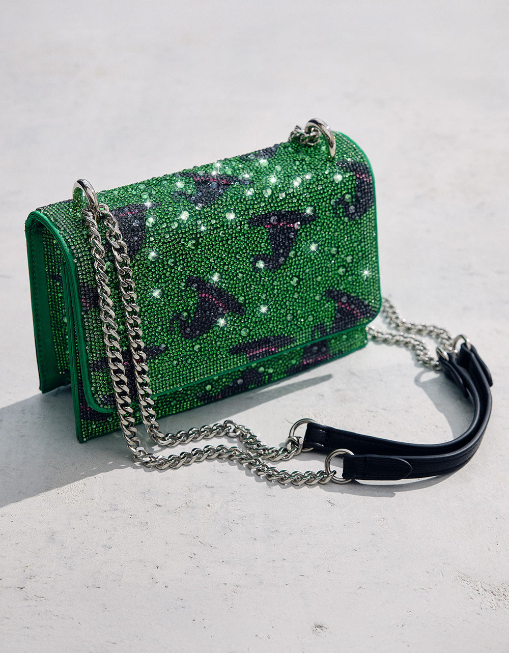 Betsey Johnson Discount | HATS OFF CONVERTIBLE RHINESTONE GREEN Women's Rhinestone Embellished Sparkly Witch Hat Crossbody Halloween Handbag