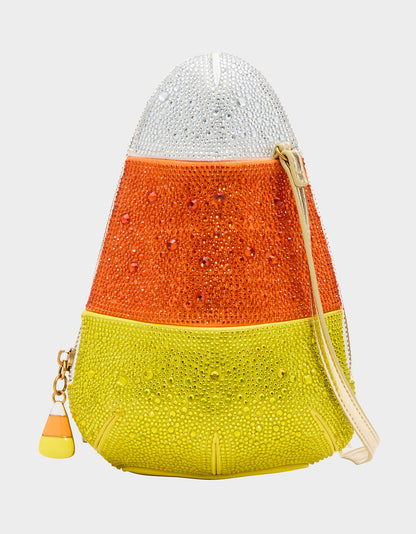 Betsey Johnson Signature | KITSCH ME SO CORNY MULTI Women's Halloween-Themed Candy Corn Rhinestone Embellished Crossbody Handbag