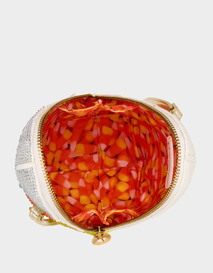 Betsey Johnson Signature | KITSCH ME SO CORNY MULTI Women's Halloween-Themed Candy Corn Rhinestone Embellished Crossbody Handbag