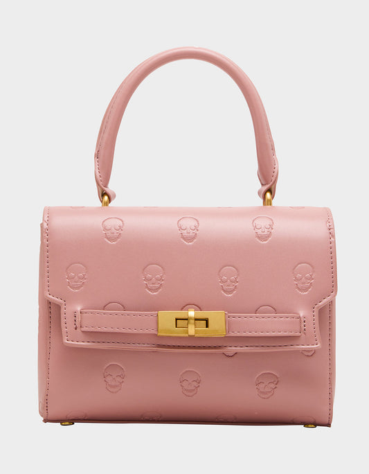 Betsey Johnson Special Offer | SKULLICIOUS TOP HANDLE BLUSH Women's Blush Pink Skull Top Handle Handbag with Crossbody Strap