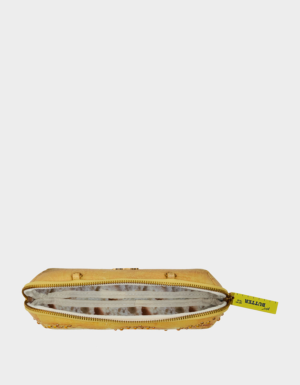 Betsey Johnson Classic | KITSCH BAGUETTE ABOUT IT SHOULDER BAG TAN Women's Kitsch Baguette Bread Shoulder Rhinestone Embellished Handbag