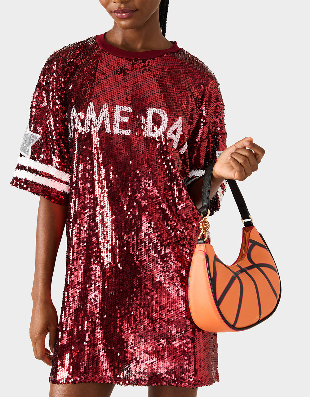 Betsey Johnson Hot Sale | SLAM DUNK SHOULDER BAG ORANGE Women's Basketball Shoulder Bag