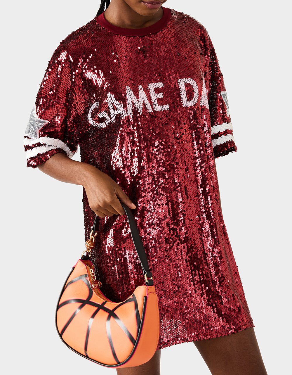 Betsey Johnson Hot Sale | SLAM DUNK SHOULDER BAG ORANGE Women's Basketball Shoulder Bag