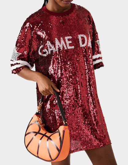 Betsey Johnson Hot Sale | SLAM DUNK SHOULDER BAG ORANGE Women's Basketball Shoulder Bag