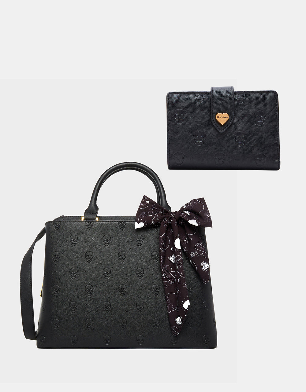 Betsey Johnson Quality | SKULLICIOUS BUNDLE Women's Skull Print Handbag and Wallet
