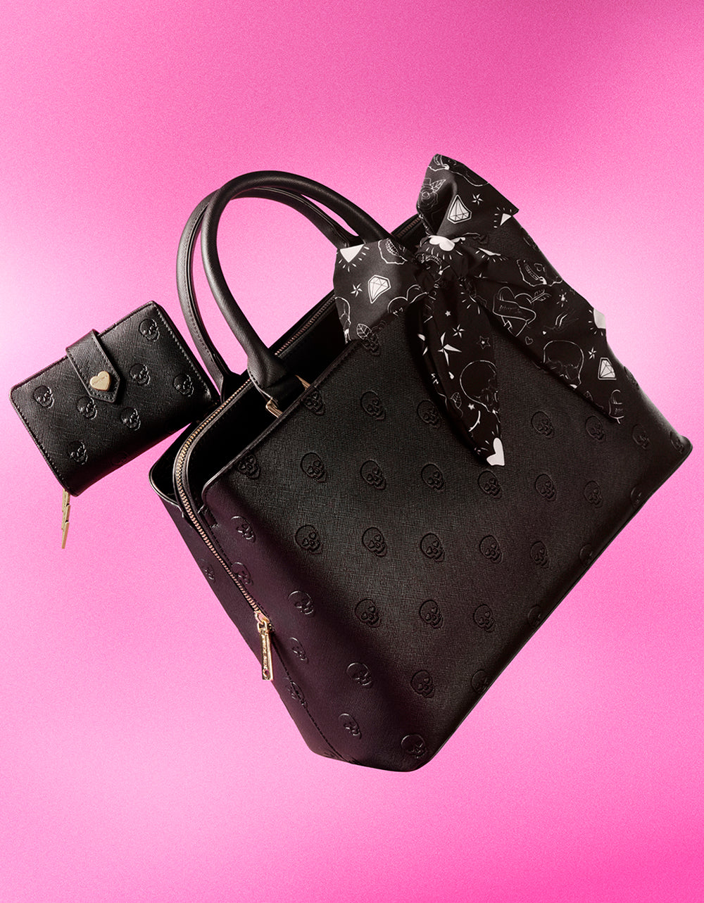Betsey Johnson Quality | SKULLICIOUS BUNDLE Women's Skull Print Handbag and Wallet