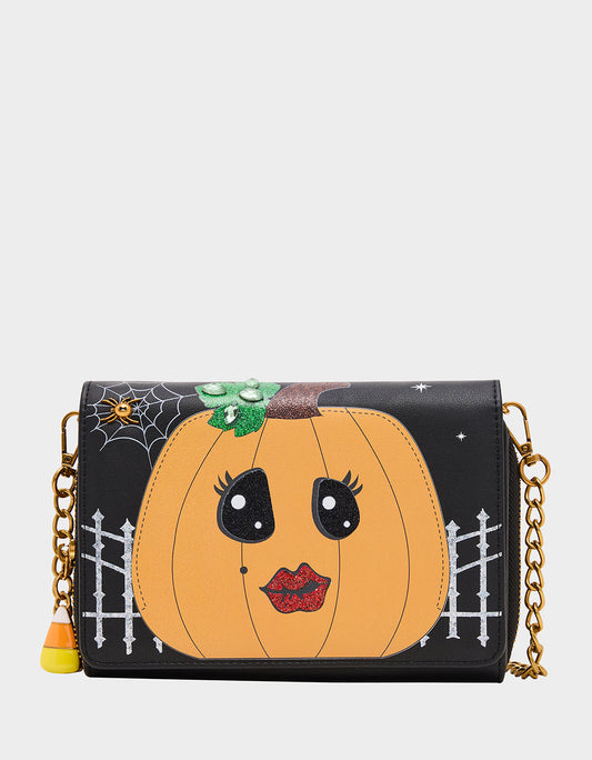 Betsey Johnson Classic | GOURDGOUS WALLET ON CHAIN BLACK MULTI Women's Pumpkin Halloween-Themed Wallet