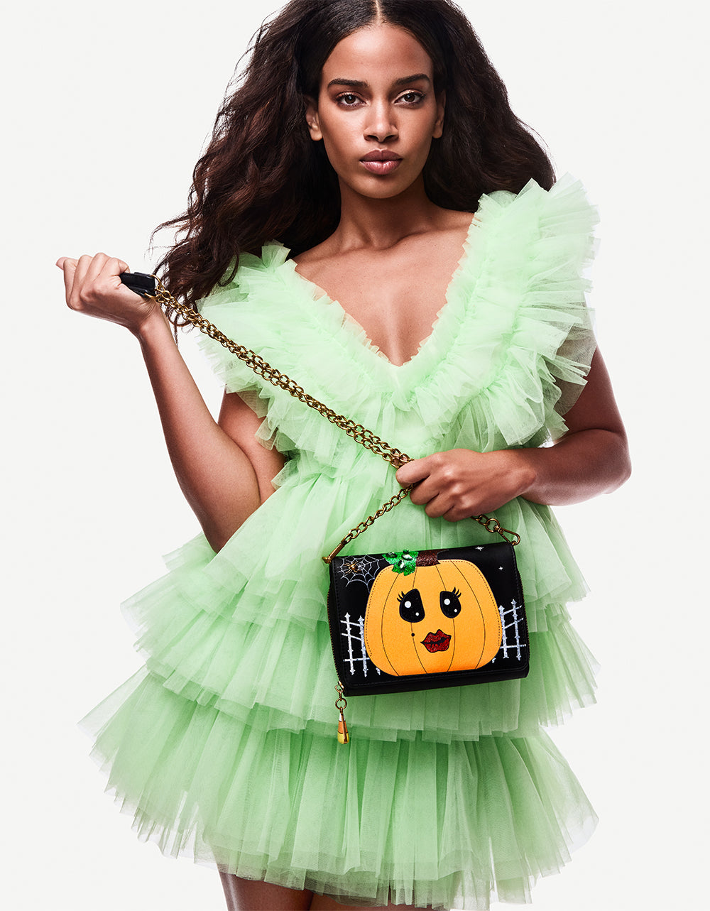 Betsey Johnson Classic | GOURDGOUS WALLET ON CHAIN BLACK MULTI Women's Pumpkin Halloween-Themed Wallet