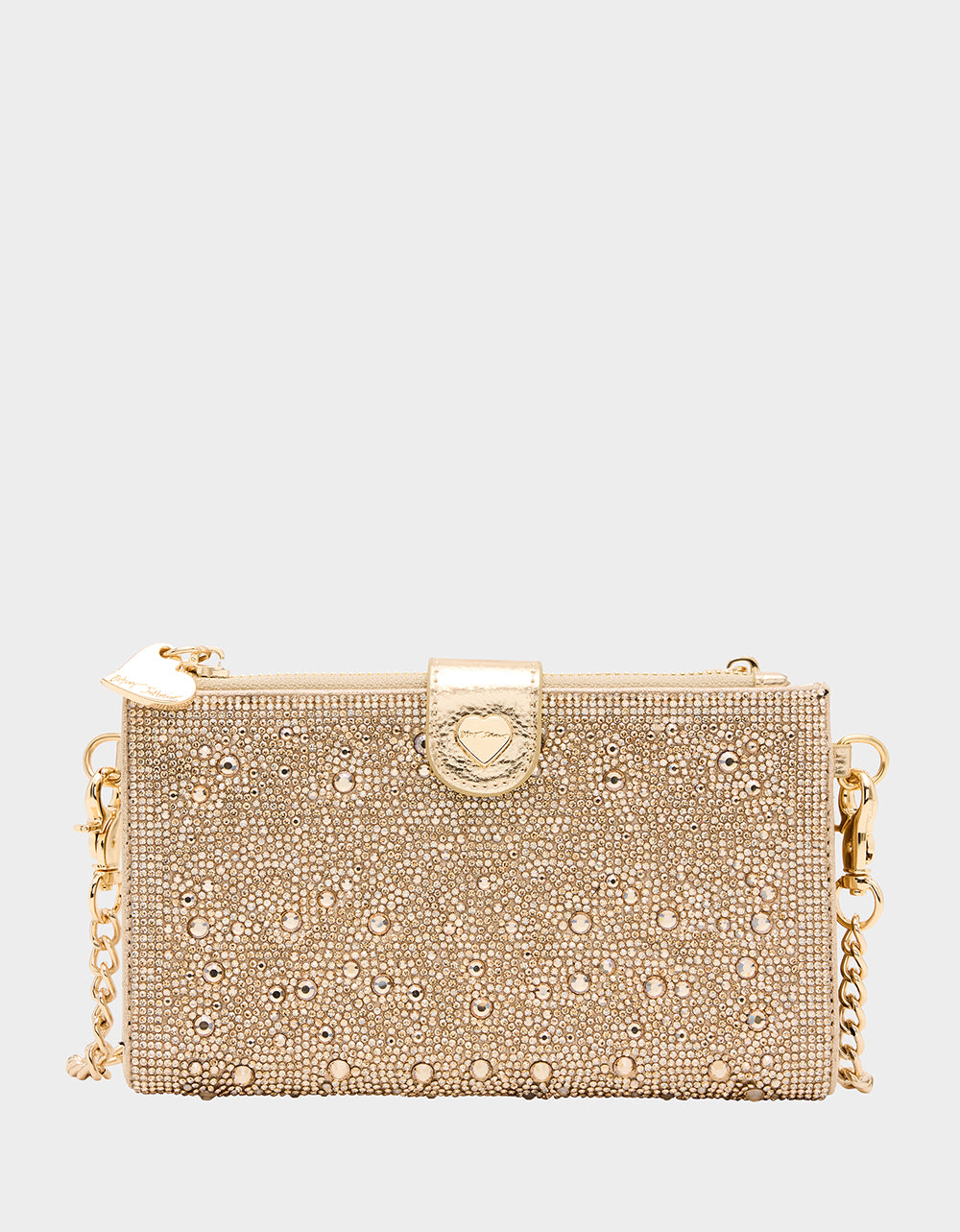 Betsey Johnson Featured | WALLET ON CHAIN PHONE HOLDER CHAMPAGNE Women's Rhinestone Embellished Wallet