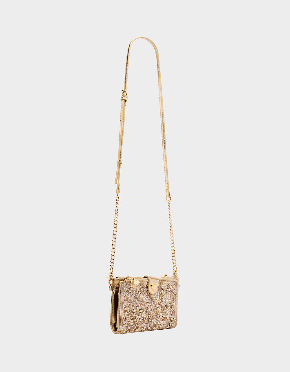 Betsey Johnson Featured | WALLET ON CHAIN PHONE HOLDER CHAMPAGNE Women's Rhinestone Embellished Wallet