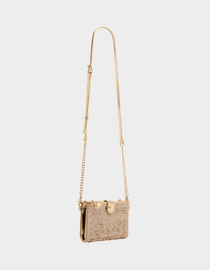 Betsey Johnson Featured | WALLET ON CHAIN PHONE HOLDER CHAMPAGNE Women's Rhinestone Embellished Wallet