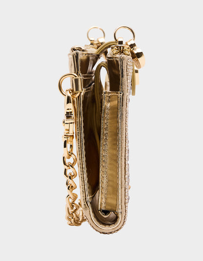 Betsey Johnson Featured | WALLET ON CHAIN PHONE HOLDER CHAMPAGNE Women's Rhinestone Embellished Wallet