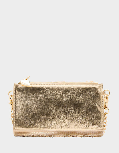 Betsey Johnson Featured | WALLET ON CHAIN PHONE HOLDER CHAMPAGNE Women's Rhinestone Embellished Wallet