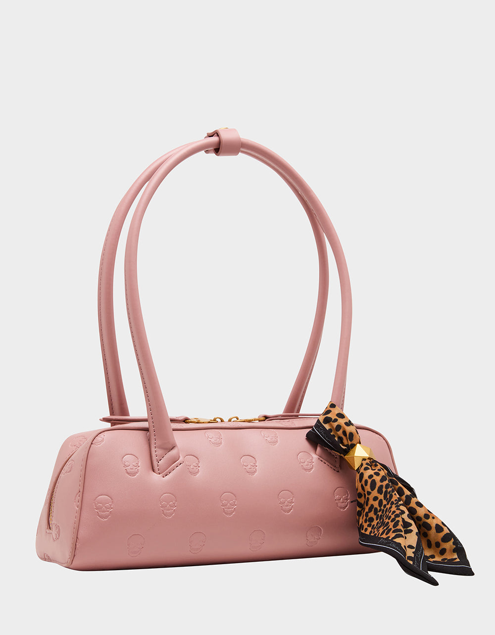 Betsey Johnson Top Pick | SKULLICIOUS SHOULDER BAG BLUSH Women's Pink Skull Shoulder Handbag with Scarf