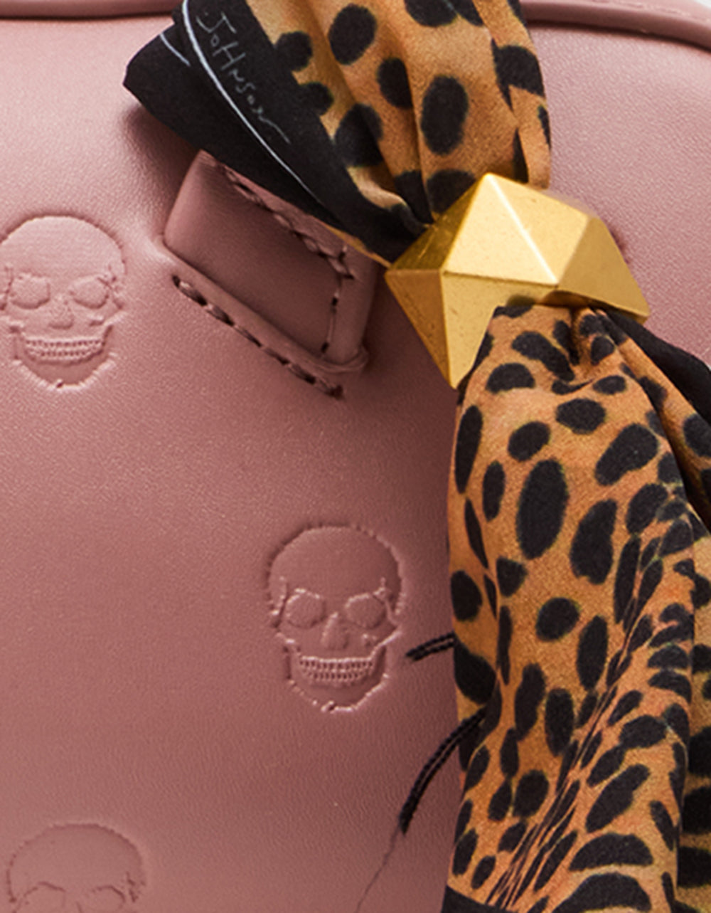 Betsey Johnson Top Pick | SKULLICIOUS SHOULDER BAG BLUSH Women's Pink Skull Shoulder Handbag with Scarf