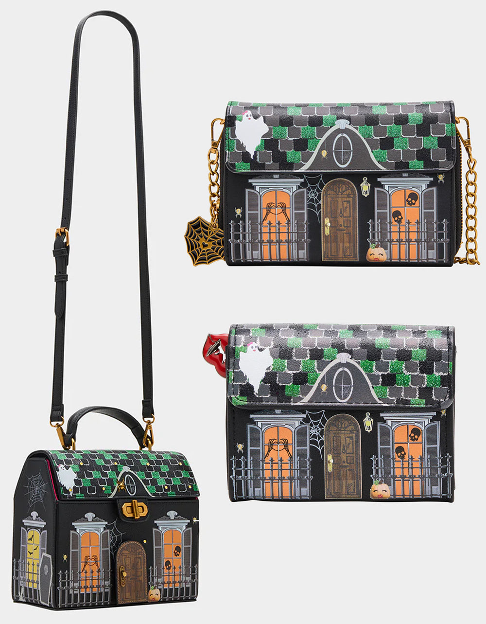 Betsey Johnson Featured | FOREVER HOME BUNDLE Women's Haunted House Halloween Crossbody, Wallet on Chain, and Wallet Set