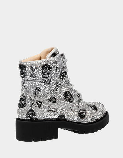 Betsey Johnson Deals | THE GOTH GIRL HOLIDAY BUNDLE Women's Rhinestone Skull Combat Boots and Black Bucket Handbag