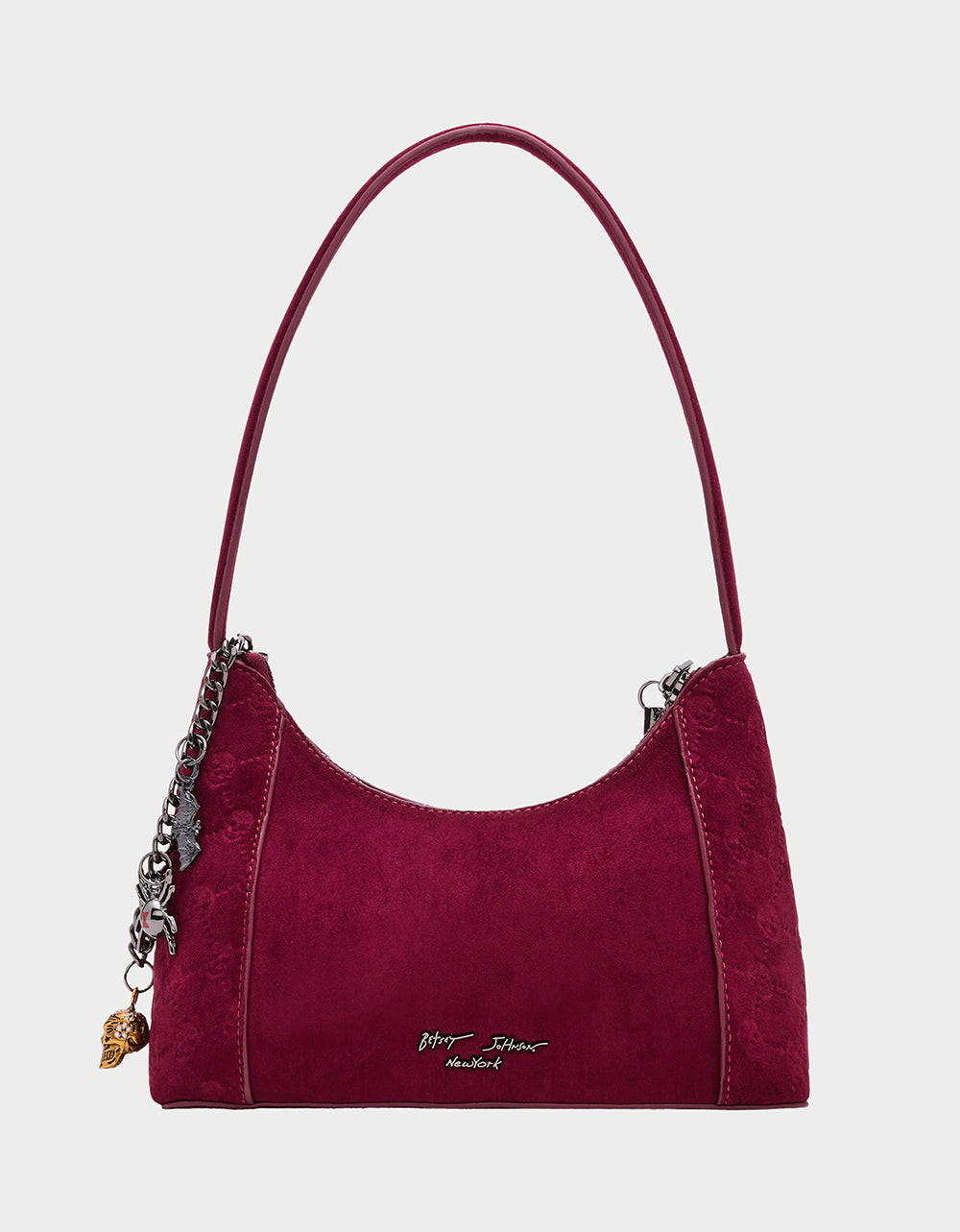 Betsey Johnson Hot Sale | HEADLINER DEBOSS TOP ZIP CHERRY Women's Skull Print Shoulder Charm Handbag