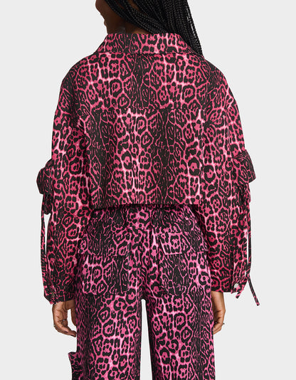 Betsey Johnson Latest | WILD IN PINK BUNDLE Women's Pink Leopard Cropped Jacket and Cargo Pant Set