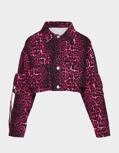 Betsey Johnson Latest | WILD IN PINK BUNDLE Women's Pink Leopard Cropped Jacket and Cargo Pant Set