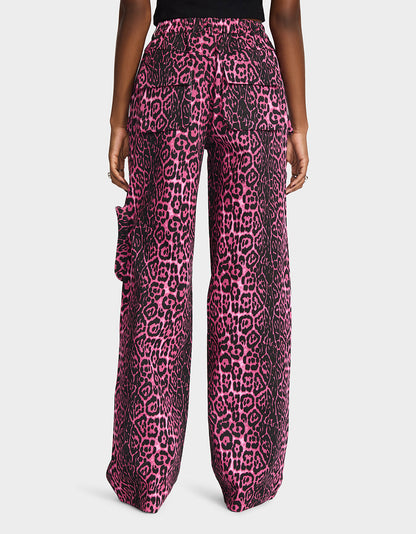 Betsey Johnson Latest | WILD IN PINK BUNDLE Women's Pink Leopard Cropped Jacket and Cargo Pant Set
