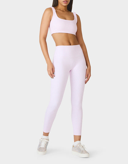 Betsey Johnson Best Seller | GINGHAM PRINT BRA TOP PINK MULTI Women's Activewear Pink Gingham Bra Top