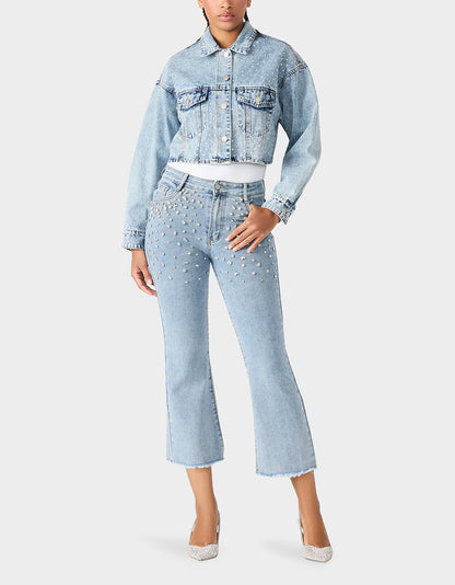 Betsey Johnson Great Value | THE JEWELED JEAN DREAM BUNDLE Women's Rhinestone Denim Jacket and Jeans Set