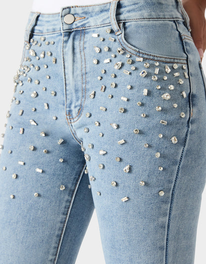 Betsey Johnson Great Value | THE JEWELED JEAN DREAM BUNDLE Women's Rhinestone Denim Jacket and Jeans Set