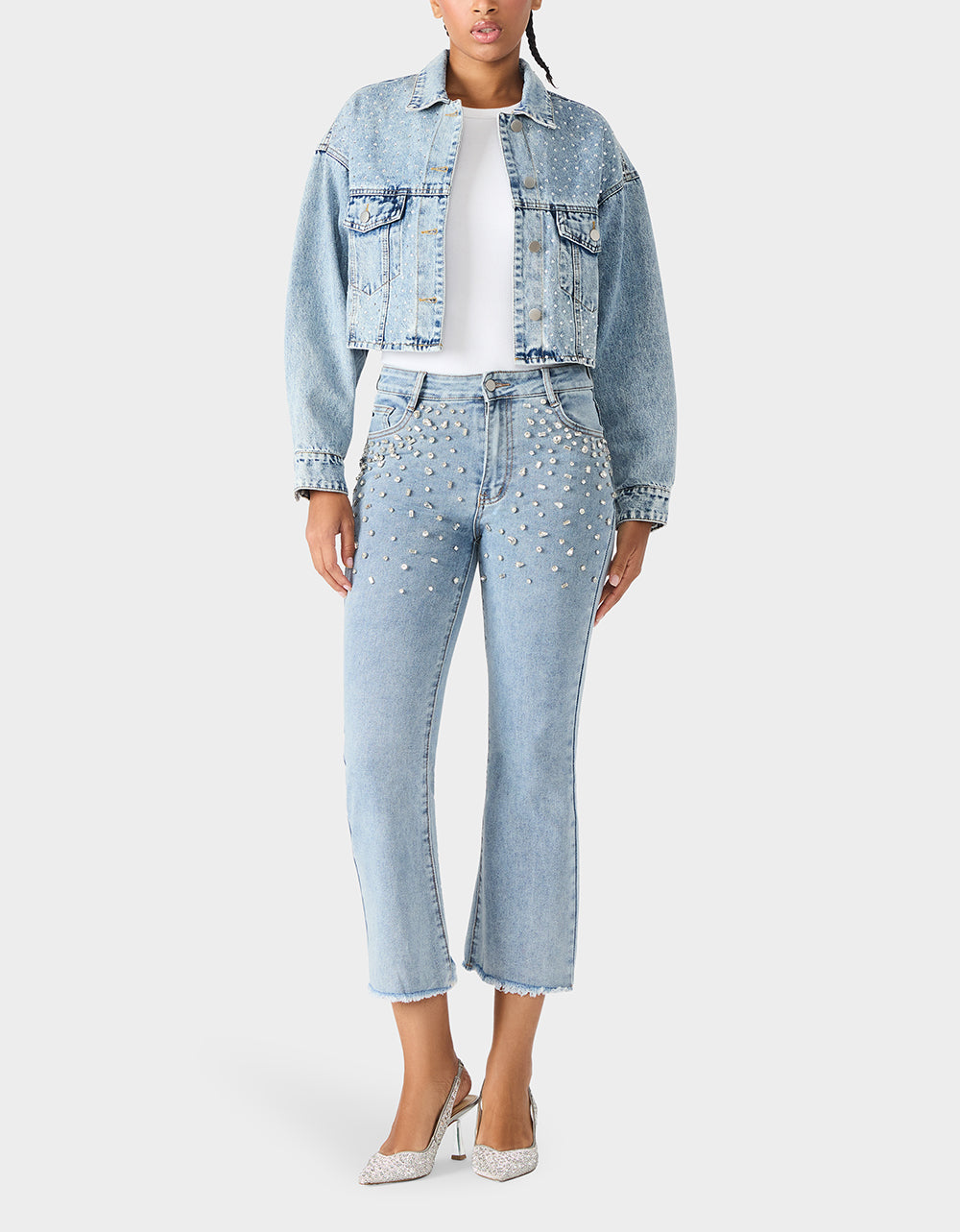 Betsey Johnson Great Value | THE JEWELED JEAN DREAM BUNDLE Women's Rhinestone Denim Jacket and Jeans Set