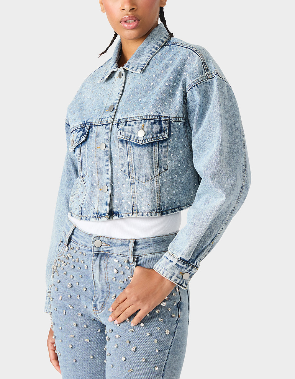 Betsey Johnson Great Value | THE JEWELED JEAN DREAM BUNDLE Women's Rhinestone Denim Jacket and Jeans Set
