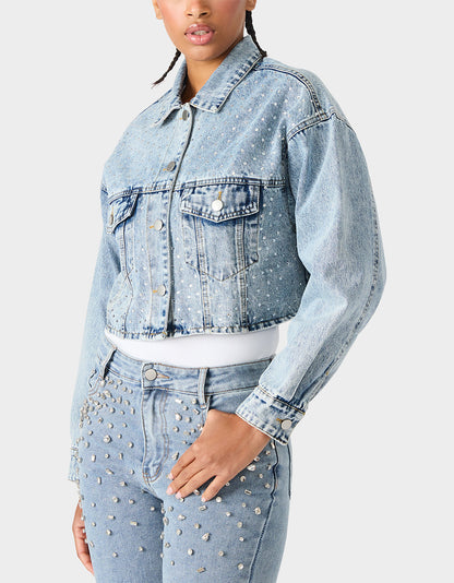Betsey Johnson Great Value | THE JEWELED JEAN DREAM BUNDLE Women's Rhinestone Denim Jacket and Jeans Set