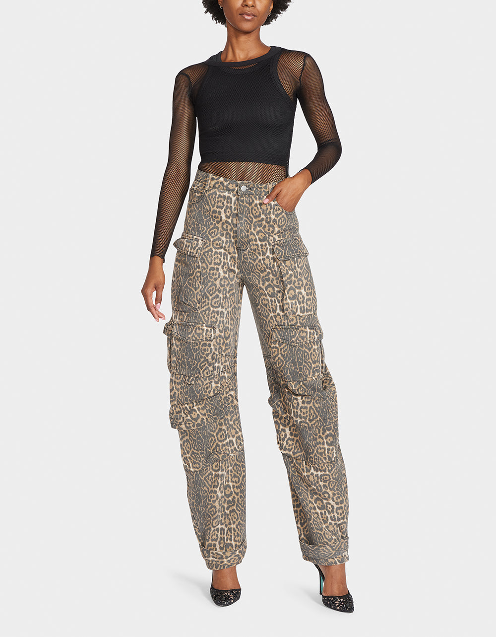 Betsey Johnson Customer Favorite | BARREL CARGO PANTS LEOPARD Women's Animal Print Pants