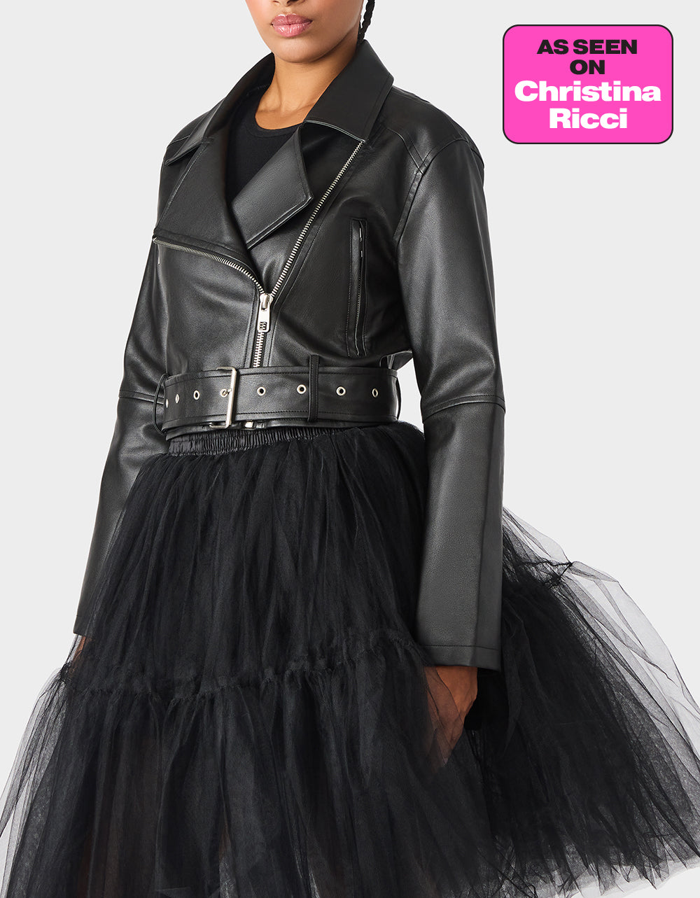 Betsey Johnson Everyday | REBEL ROSE JACKET BLACK Women's Leather Long-Sleeved Jacket
